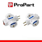 Adattatore 3 prese 2P+T 10/16A bipasso/Schuko con interrutt. Spina Schuko