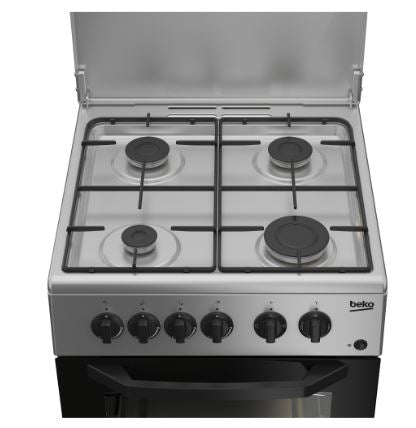 BEKO GASHERD 4 BRENNER ELEKTROOFEN 54L 50x50 SILBER CSS42014FS