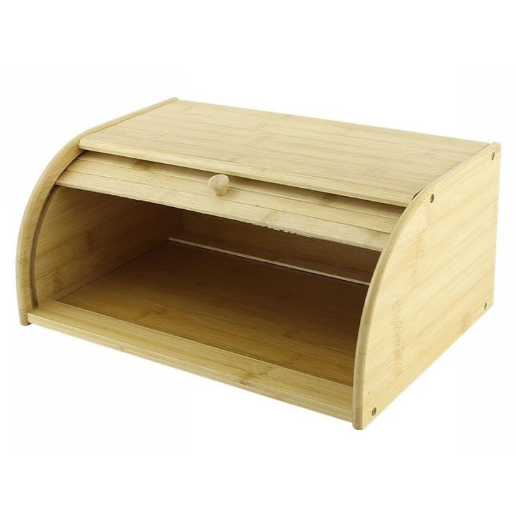 BROTKASTEN HOLZ BAMBUS KÜCHE BROTBEHÄLTER ROLLADENÖFFNUNG
