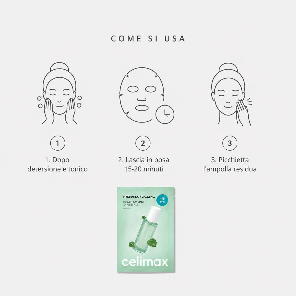 Celimax The Real Cica Calming Ampoule Mask – Maschera Viso Lenitiva 27ml