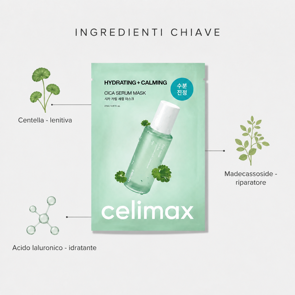 Celimax The Real Cica Calming Ampoule Mask – Maschera Viso Lenitiva 27ml