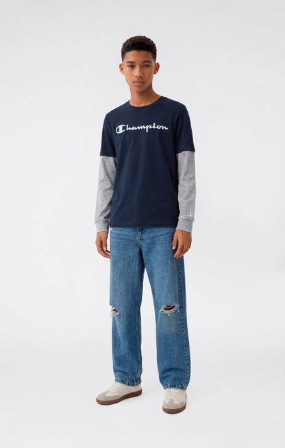 Champion T-shirt Manica Lunga Ragazzo 307324-BS501 Blu - T-shirt Junior