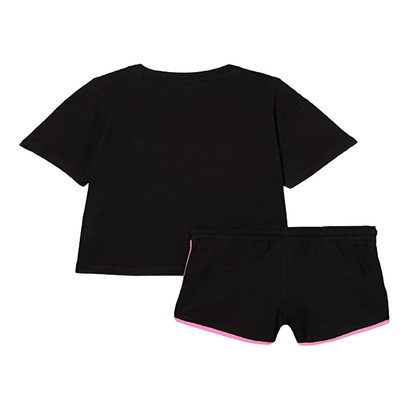 Champion Completo da bambina e ragazza Legacy Fun Club Thirt e Short 404678 KK001 NBK nero