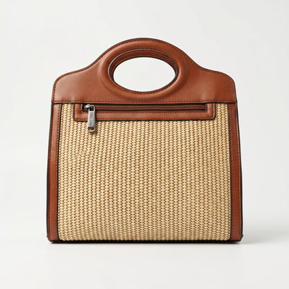 Sweet Years Borsa Shopping in Tessuto Intrecciato ed Ecopelle con Tasca Frontale