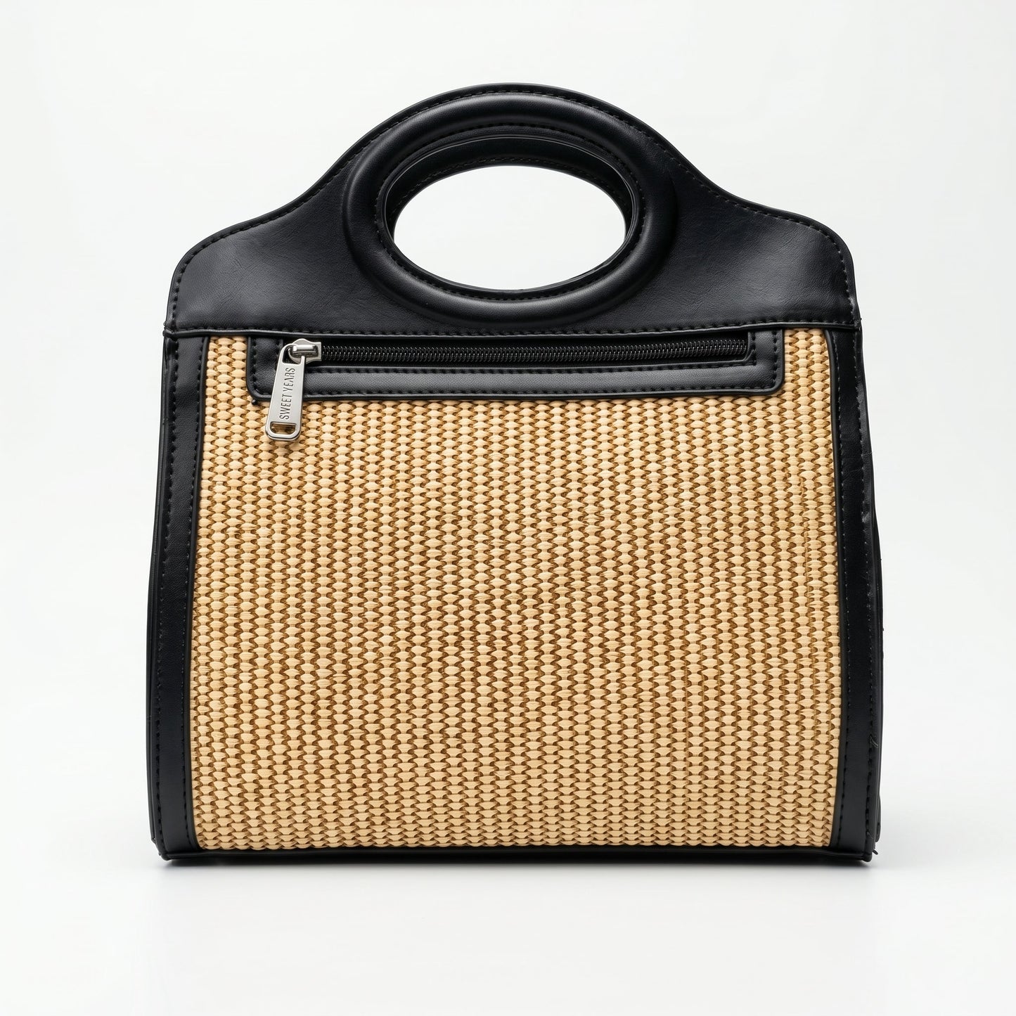 Sweet Years Borsa Shopping in Tessuto Intrecciato ed Ecopelle con Tasca Frontale