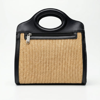 Sweet Years Borsa Shopping in Tessuto Intrecciato ed Ecopelle con Tasca Frontale
