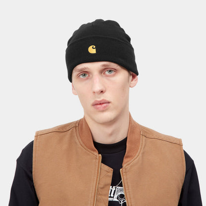 Carhartt cappellino a cuffia Chase Beanie 1026222 00F black-gold taglia unica