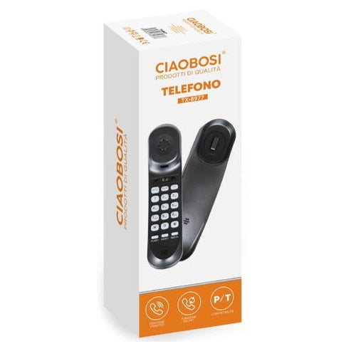 CiaoBosi - Schnurgebundenes Tisch- oder Wandtelefon mit großen Tasten, für Hotel, Büro, Zuhause, Schwarz