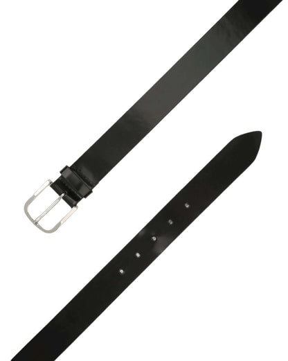 Cintura Classica Bright Nero in Pelle Lucida