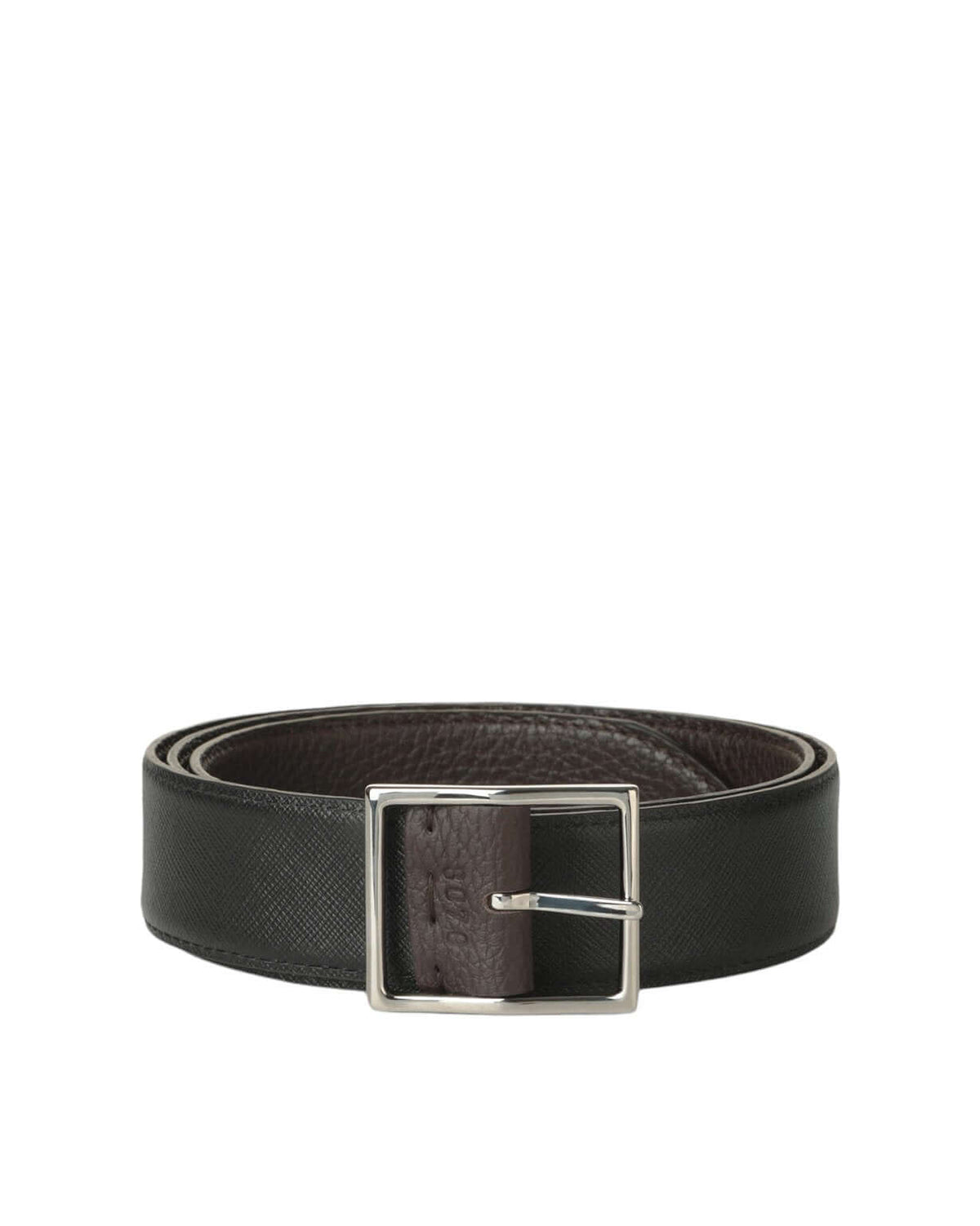 Double Biometric Belt Dollar+Saffiano - Ebony+Black