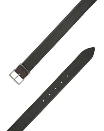 Double Biometric Belt Dollar+Saffiano - Ebony+Black