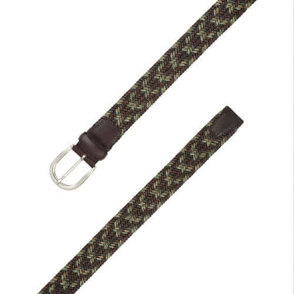Fade Elasticated Linen and Leather Belt Terra