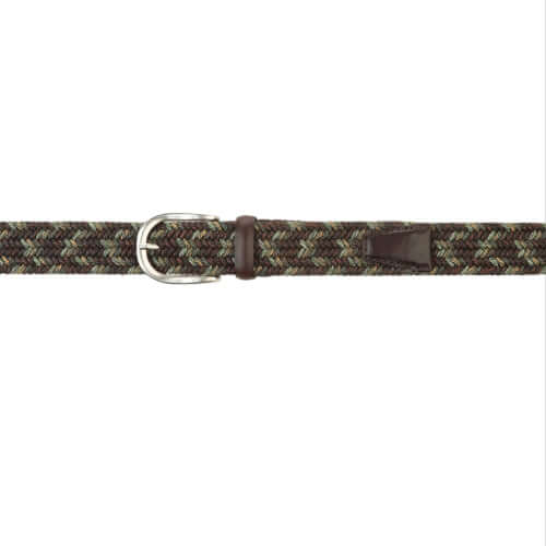 Fade Elasticated Linen and Leather Belt Terra