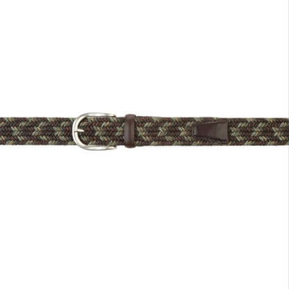 Fade Elasticated Linen and Leather Belt Terra