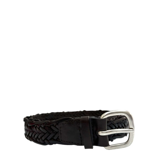 Cintura Intrecciata Masculine in Cuoio Testa di Moro