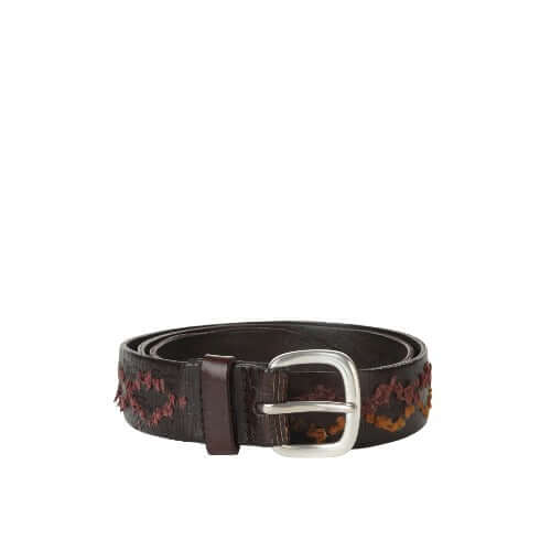Cintura Sportiva Masculine in Cuoio con ricamo Testa di Moro