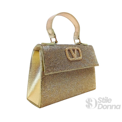 Valentini Pochette da Sera con Strass in Ecopelle