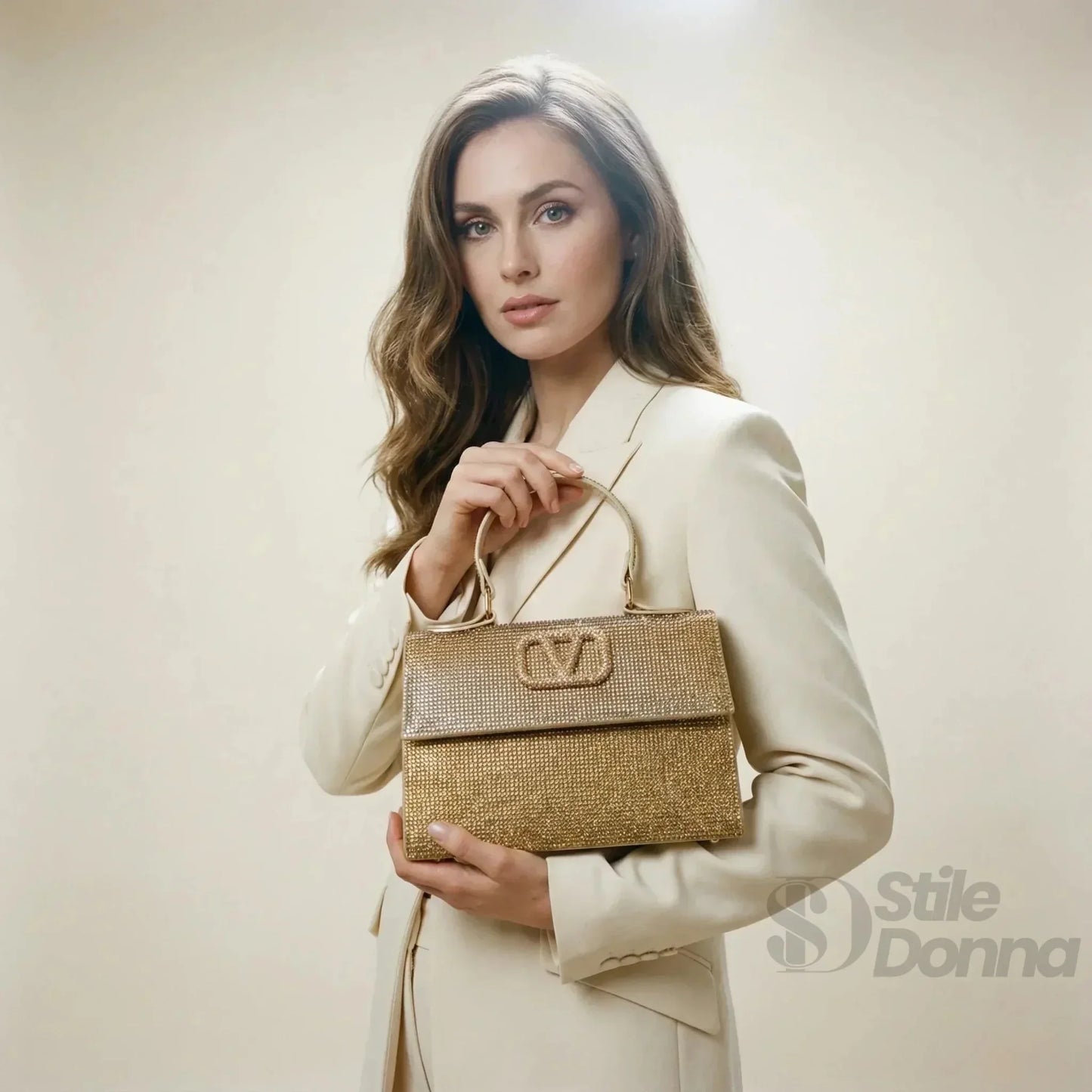 Valentini Pochette da Sera con Strass in Ecopelle