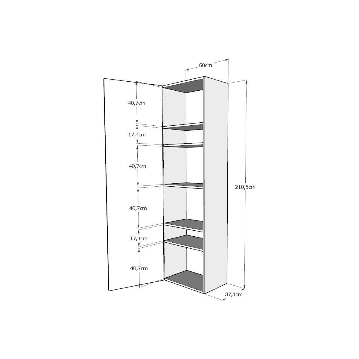 Base Colonna a terra L.60 H.210,3 P.39,2 sx-dx in diverse finiture