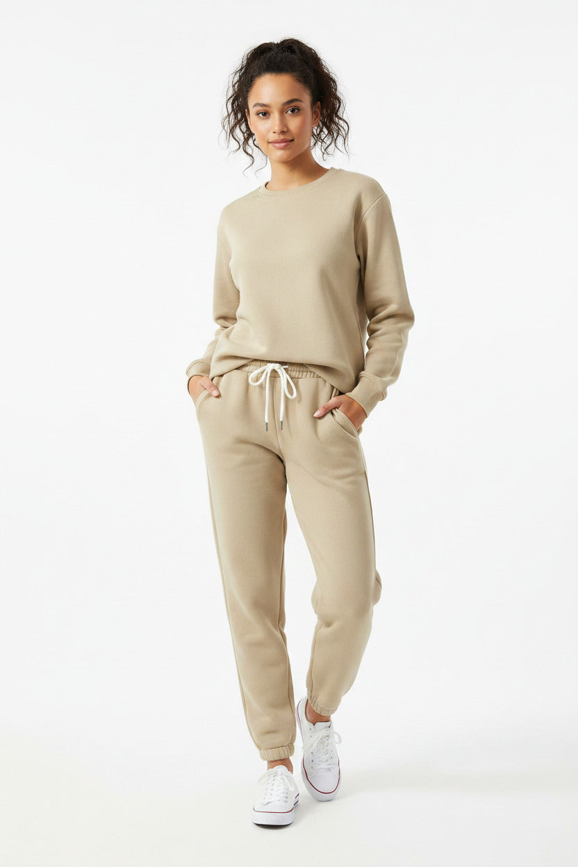 Tuta Donna in Pile Due Pezzi Felpa e Pantaloni Casual Autunno Inverno