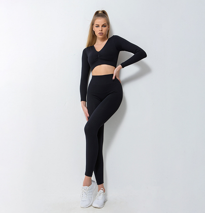 Women's Two-Piece Yoga Set - Long-Sleeved Top and Pants | LowEconomy