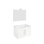 81cm bathroom composition, ceramic washbasin, cabinet and mirror with lamp Corallo 4055