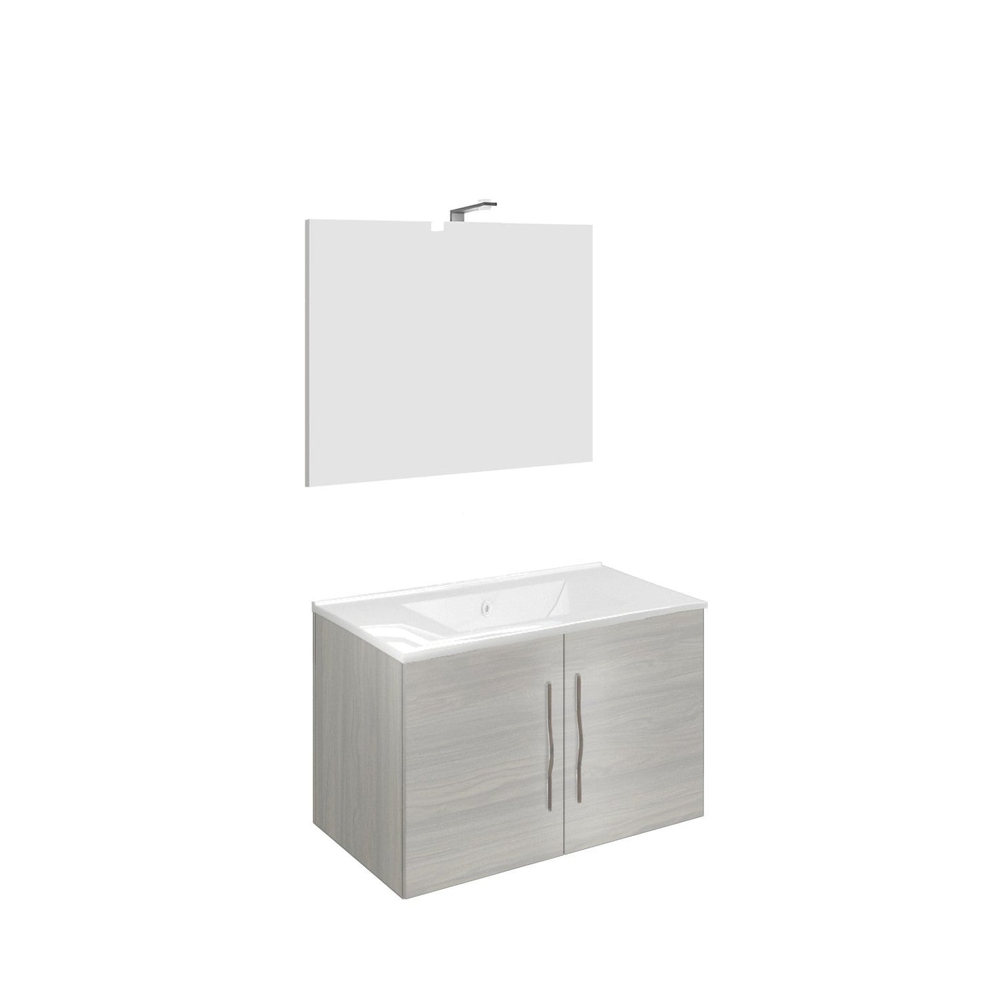 Composizione Bagno Sospeso 81cm Corallo 4455 Rovere Grigio - 2 Ante + LED