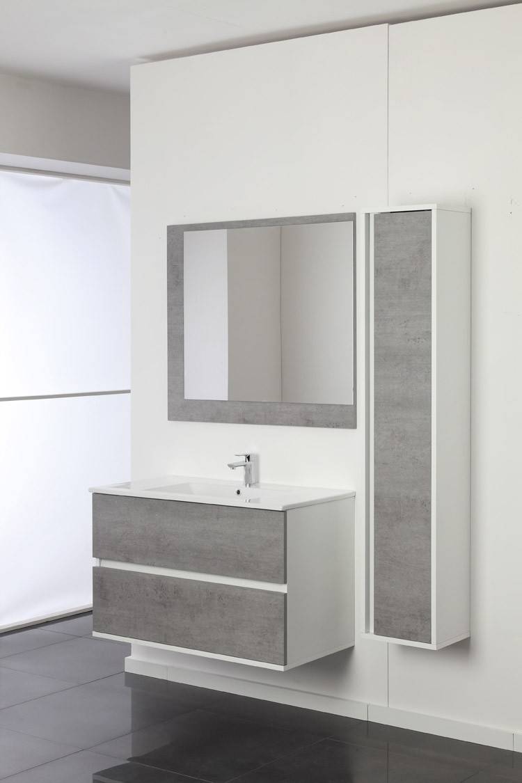 Composizione Bagno Sospeso 90cm Fabula Cemento