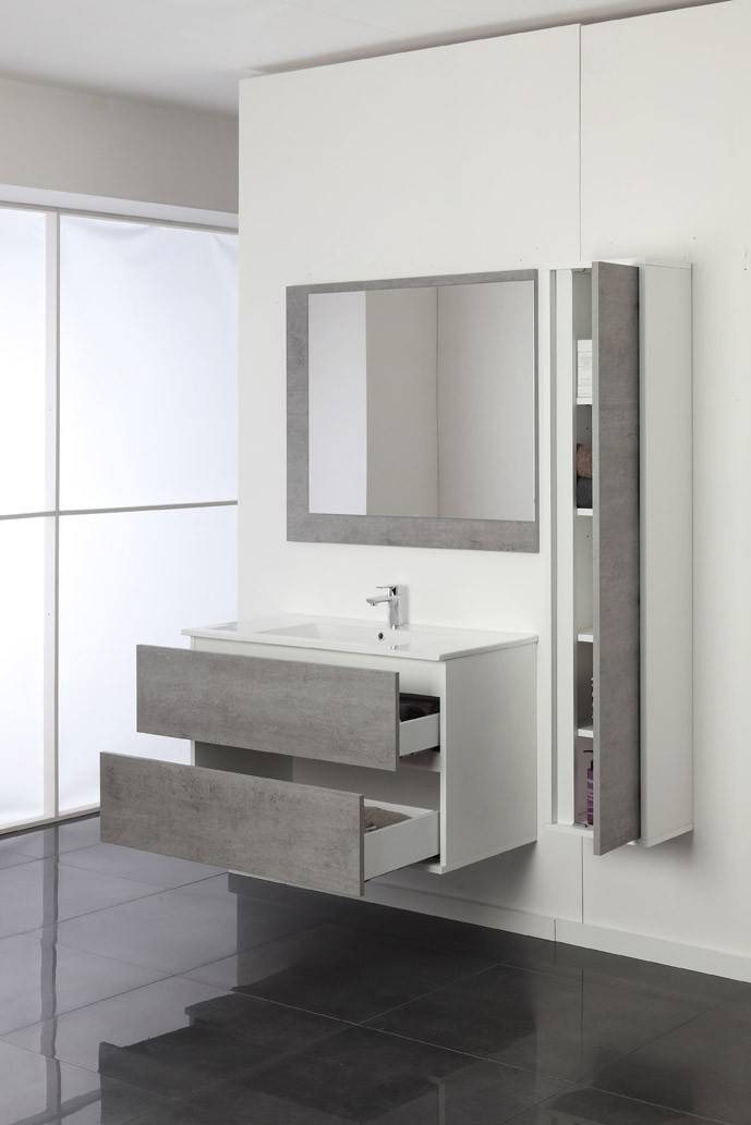 Composizione Bagno Sospeso 90cm Fabula Cemento