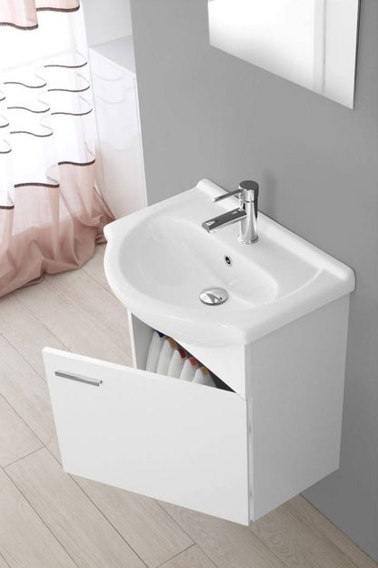 Composizione Bagno Sospeso 56cm Stella Bianco Lucido