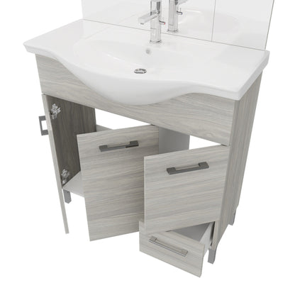 Composizione da bagno 3 ante da 105cm con lavabo e specchiera con pensile e luci a led