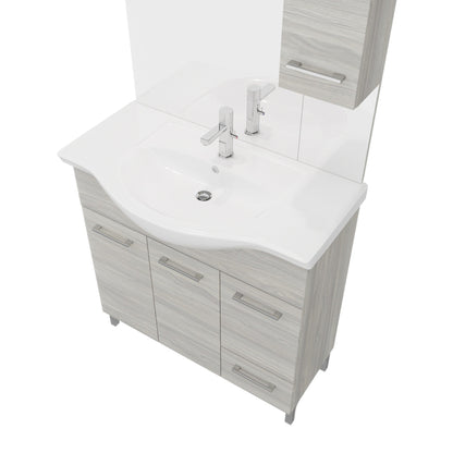 Composizione da bagno 3 ante da 105cm con lavabo e specchiera con pensile e luci a led