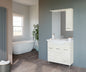85cm Bathroom composition with 3 doors, drawer, washbasin, and mirror cabinet with wall unit and LED lights