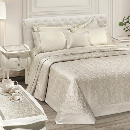 Coordinato Letto Matrimoniale Jacquard Grigio Perla – Made in Italy