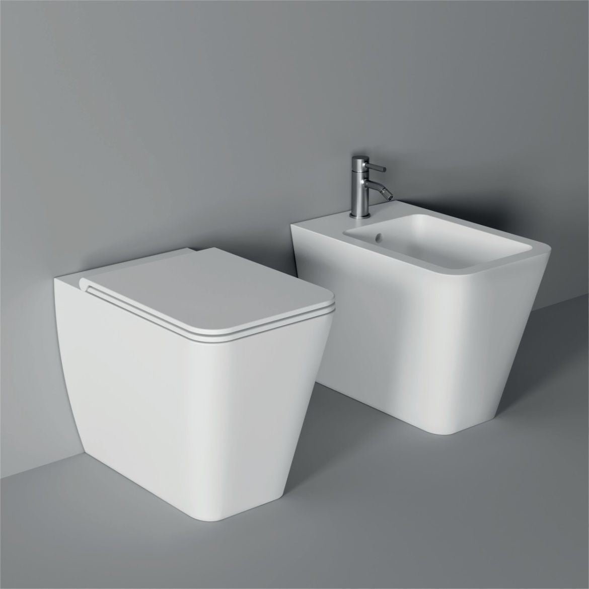 Coppia Di Sanitari Filo Parete Bianco Lucido Alice Ceramica - HIDE  SQUARE