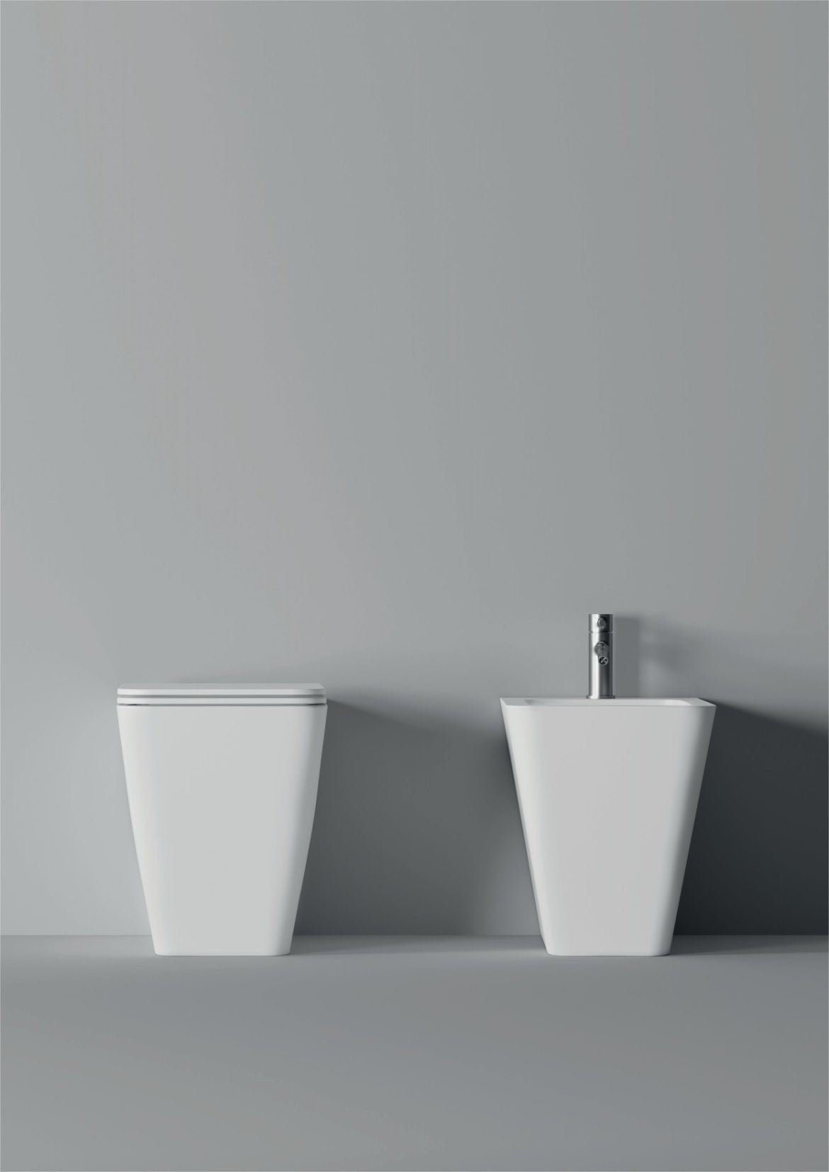 Coppia Di Sanitari Filo Parete Bianco Lucido Alice Ceramica - HIDE  SQUARE