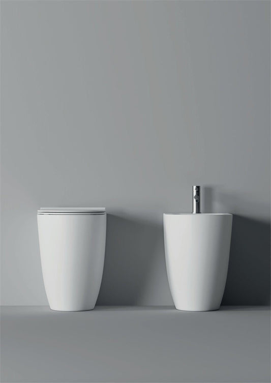 Coppia Sanitari filomuro senza brida con coprivaso soft-close  FORM H50 Alice Ceramica