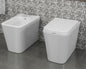 Back-to-wall ceramic toilet and bidet set with soft-close seat
