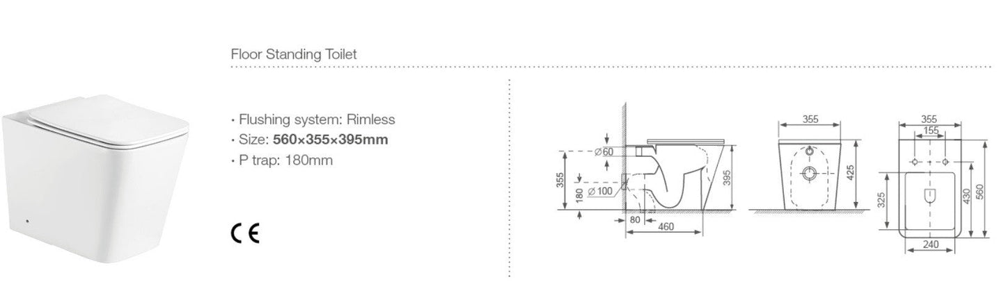 Coppia sanitari in ceramica filomuro WC e bidet con sedile soft close
