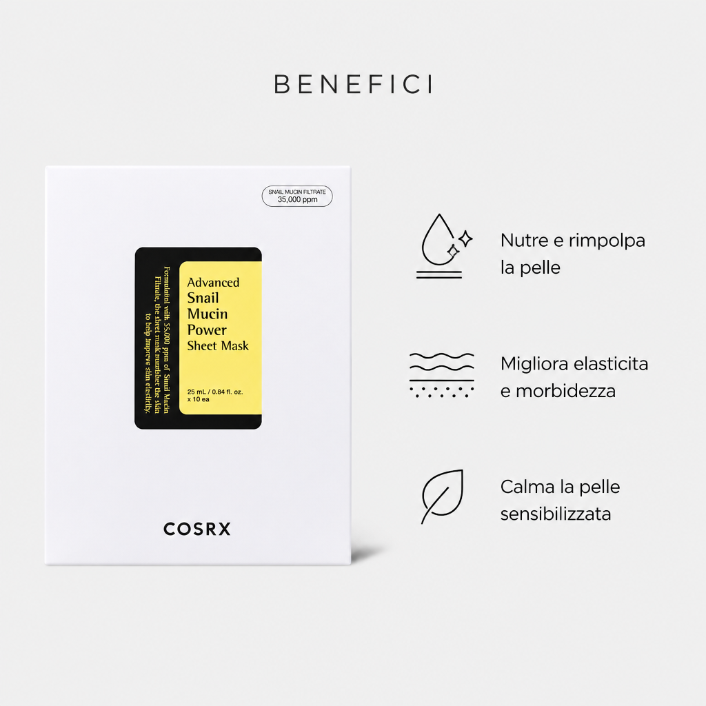 COSRX Advanced Snail Mucin Power Sheet Mask – Maschera Viso Rigenerante 25ml