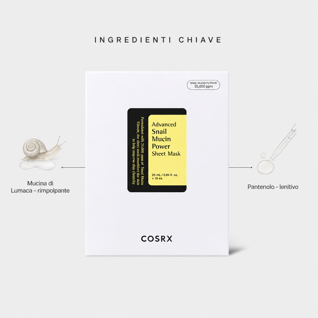 COSRX Advanced Snail Mucin Power Sheet Mask – Maschera Viso Rigenerante 25ml