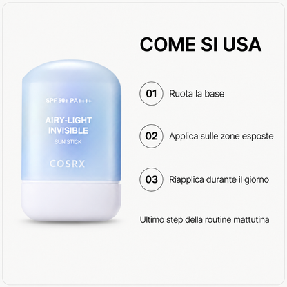 COSRX Airy-Light Invisible Sun Stick SPF50+ – Solare Mat 19g