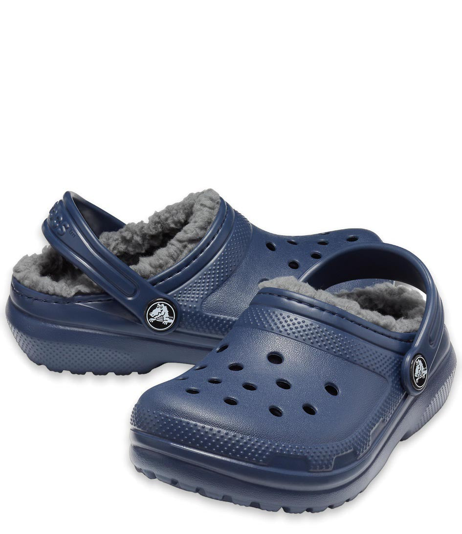 Crocs sandalo sabot da bambino con pelliccetta Classic Lined Clog 203506 459 NACH blu-grigio