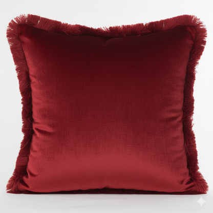 Cuscino Arredo in Velluto con Frange 45x45 cm