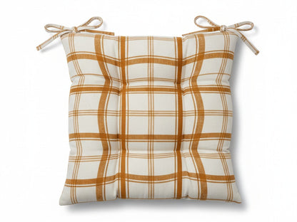 Cuscini Sedia Zaffiro Imbottiti Cotone Jacquard Bianco Giallo Bronzo