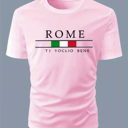 ROME Maglietta Stampata Da Uomo Per L'estate All'aperto, Eleganti Top A Girocollo Da Uomo, Regalo Per Uomini