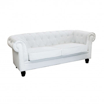 Chesterfield Sofa aus weißem oder braunem Vintage-Kunstleder, 2- oder 3-Sitzer