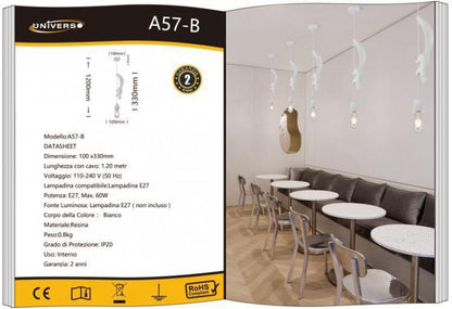 Pendelleuchte Eichhörnchen Weiß LED E27 Lampenfassung Modernes Wohnzimmer Schlafzimmer