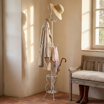 Appendiabiti in acciaio verniciato, bianco antico, 35x183 cm