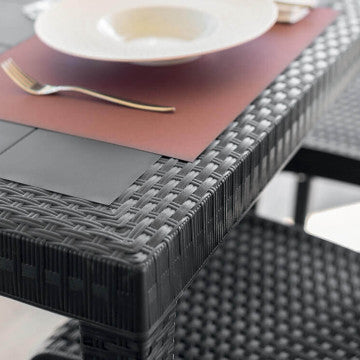 Tavolo Rettangolare Houston con Struttura in Plastica Stile Wicker, 150x90